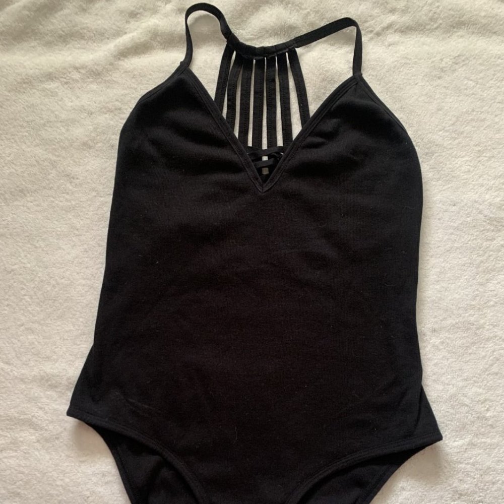 Black ribbed bodysuit